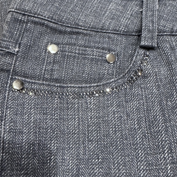 Louna Herringbone Slim Jeans with Rhinestone Pocket Trim – Size M - Picture 2 of 9